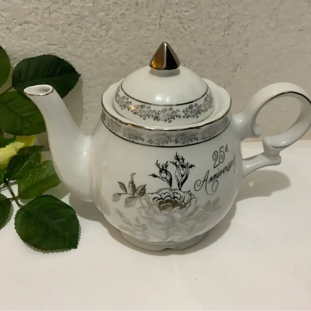 VTG Norcrest Fine 25th Anniversary Chatillon Fine Tea Pot China Silver Muscial